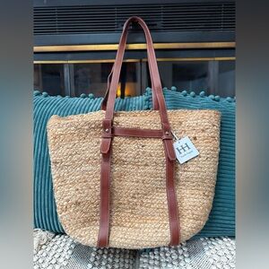 Haute Hippie Straw Tote and inside pouch